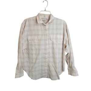 Vtg Melbourne Pink Gray Plaid Long Sleeve Button Down Shirt Women's Size Small